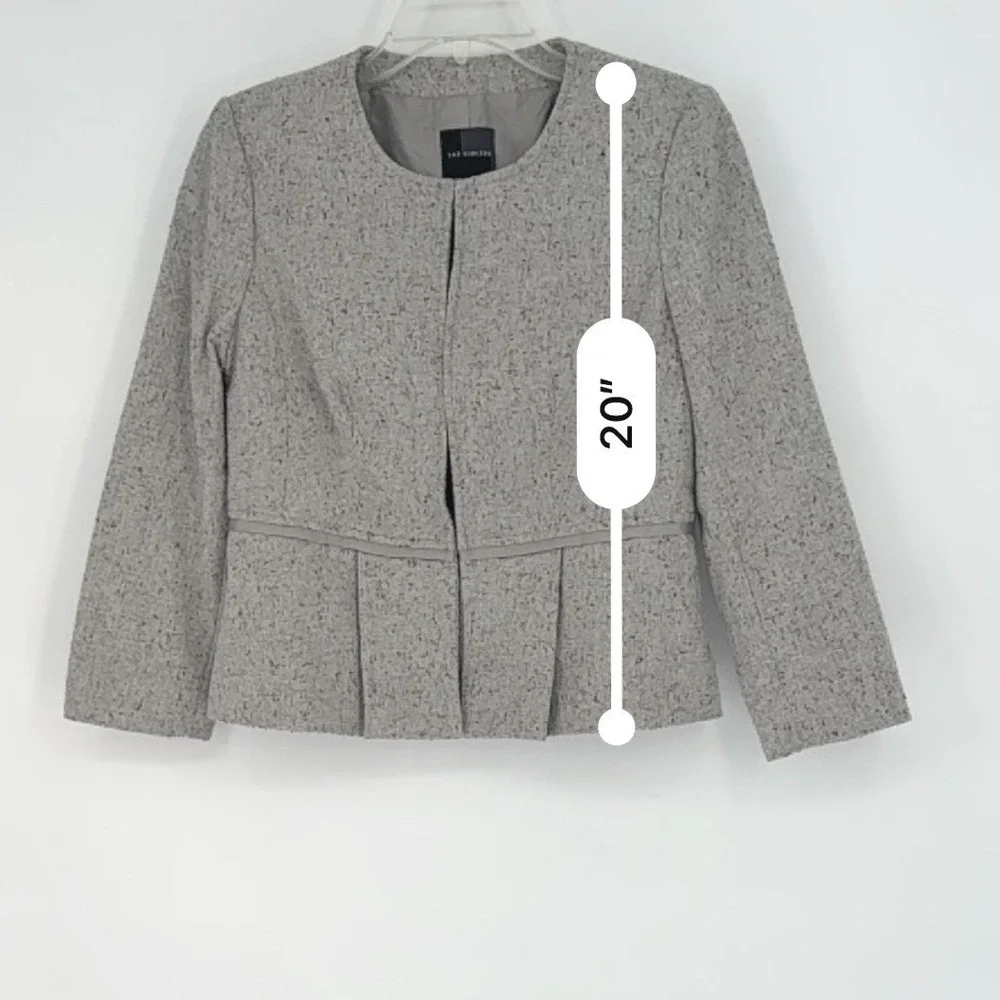 The Limited Blazer S Gray Tweed Peplum Career Wool Blend Academia‎ Preppy 92-01